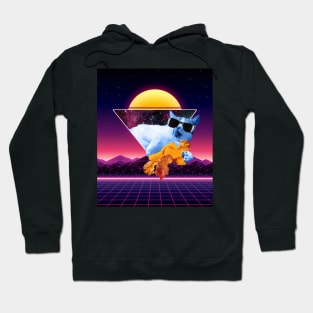 Aesthetic Synthwave Cat Fried Chicken Hoodie